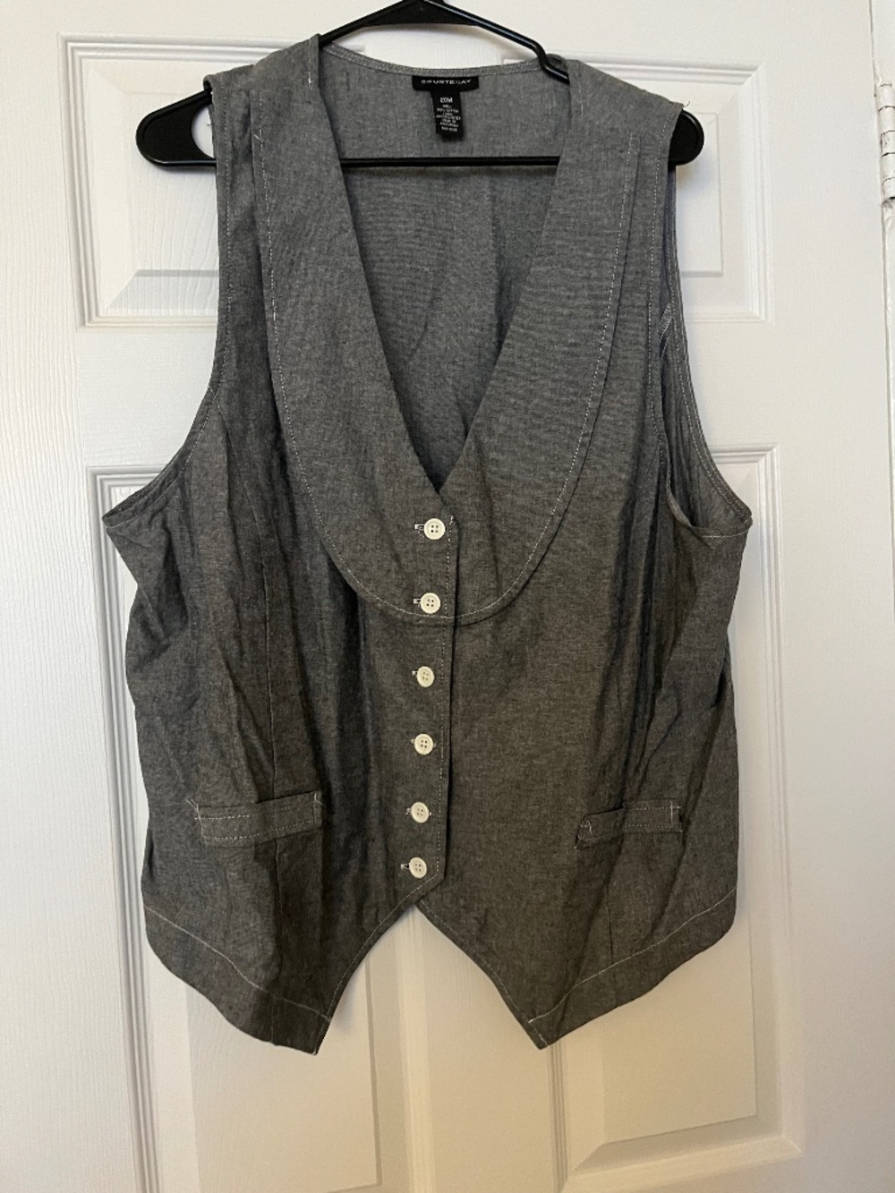 Vintage Courtenay Grey Button Up Vest Plus Size 20W Workwear Corpcore Y2K
